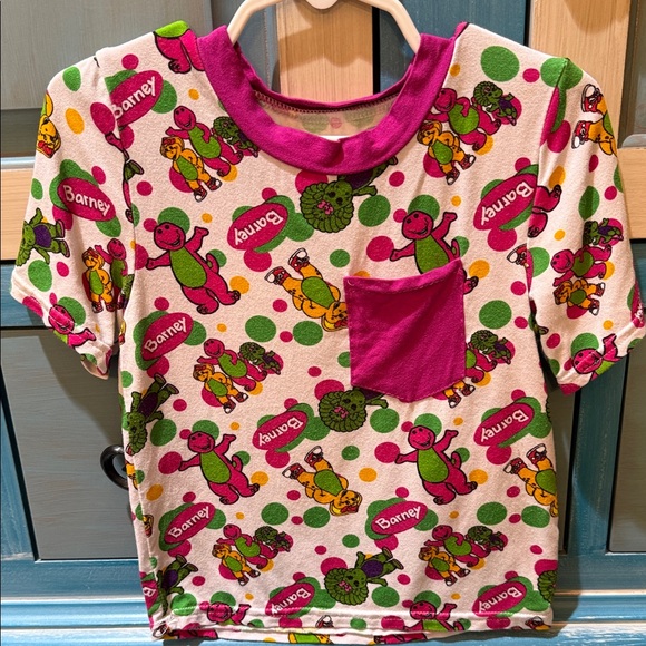 Barney Kids' Dinosaur Print T-Shirt - Pink and Green - Picture 2 of 3